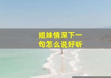 姐妹情深下一句怎么说好听