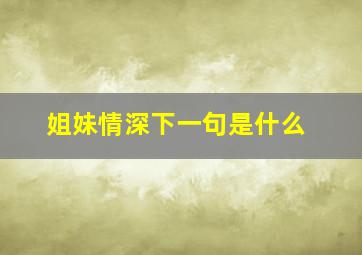 姐妹情深下一句是什么