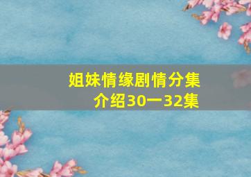 姐妹情缘剧情分集介绍30一32集