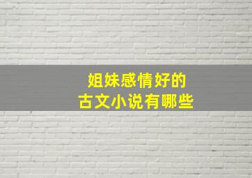 姐妹感情好的古文小说有哪些