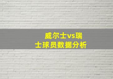 威尔士vs瑞士球员数据分析