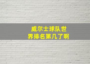 威尔士球队世界排名第几了啊