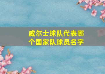 威尔士球队代表哪个国家队球员名字