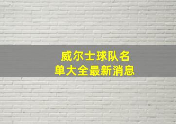 威尔士球队名单大全最新消息