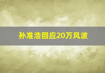 孙准浩回应20万风波