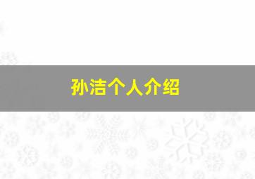 孙洁个人介绍