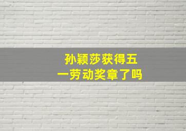 孙颖莎获得五一劳动奖章了吗