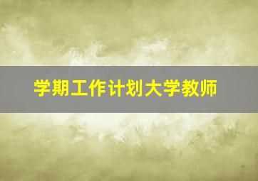 学期工作计划大学教师