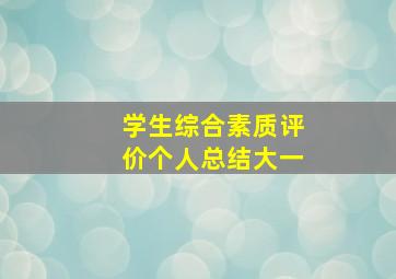 学生综合素质评价个人总结大一