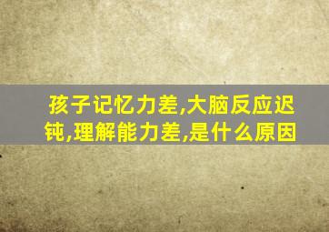 孩子记忆力差,大脑反应迟钝,理解能力差,是什么原因