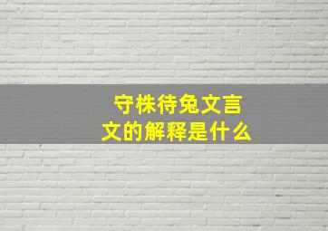 守株待兔文言文的解释是什么