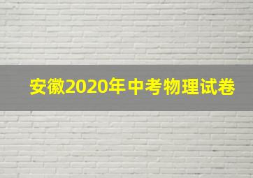 安徽2020年中考物理试卷