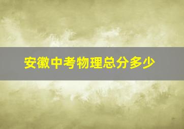 安徽中考物理总分多少