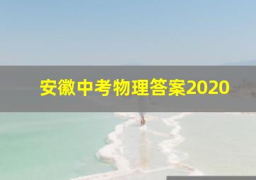 安徽中考物理答案2020