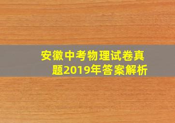 安徽中考物理试卷真题2019年答案解析