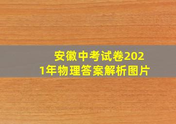 安徽中考试卷2021年物理答案解析图片