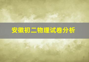 安徽初二物理试卷分析