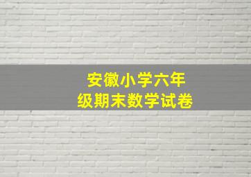 安徽小学六年级期末数学试卷