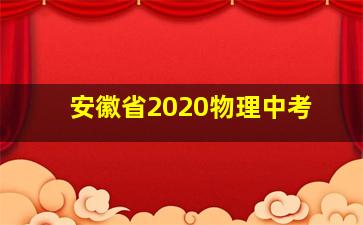 安徽省2020物理中考