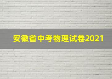 安徽省中考物理试卷2021