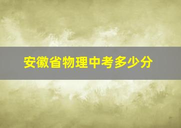 安徽省物理中考多少分