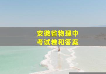 安徽省物理中考试卷和答案