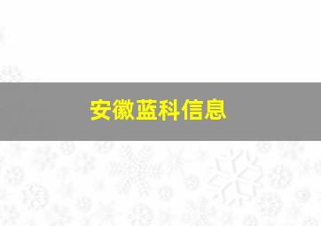 安徽蓝科信息