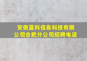 安徽蓝科信息科技有限公司合肥分公司招聘电话