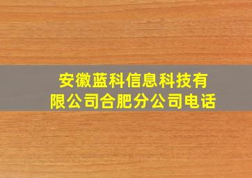 安徽蓝科信息科技有限公司合肥分公司电话