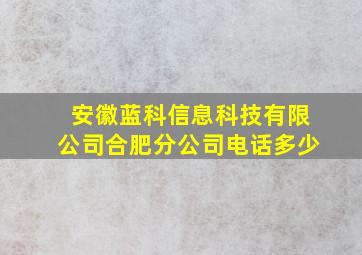 安徽蓝科信息科技有限公司合肥分公司电话多少