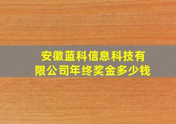 安徽蓝科信息科技有限公司年终奖金多少钱