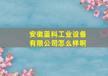 安徽蓝科工业设备有限公司怎么样啊