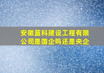 安徽蓝科建设工程有限公司是国企吗还是央企