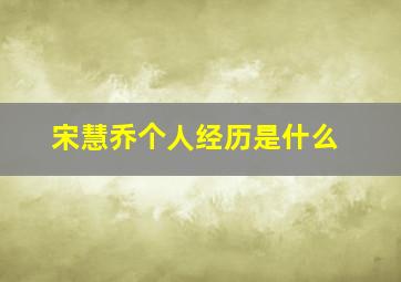 宋慧乔个人经历是什么