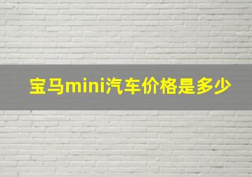 宝马mini汽车价格是多少