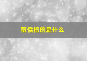 宿儒指的是什么