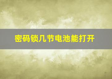 密码锁几节电池能打开