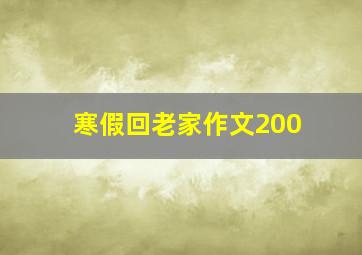 寒假回老家作文200