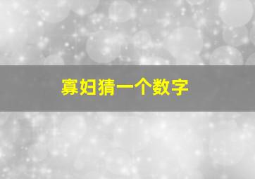 寡妇猜一个数字