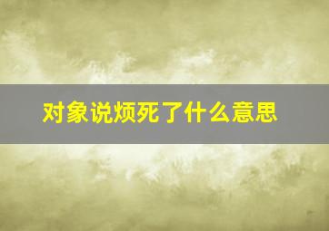 对象说烦死了什么意思