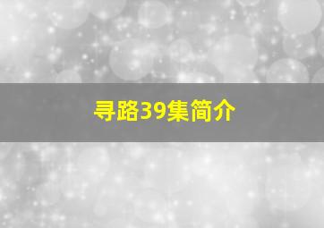 寻路39集简介