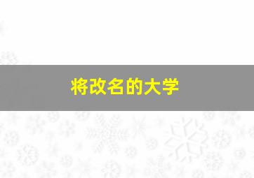 将改名的大学