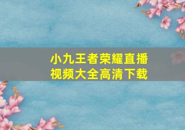 小九王者荣耀直播视频大全高清下载