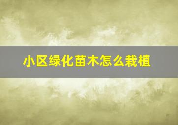 小区绿化苗木怎么栽植