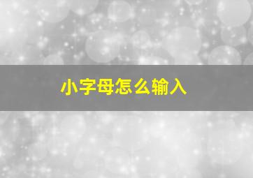 小字母怎么输入