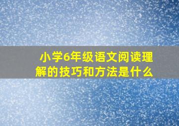 小学6年级语文阅读理解的技巧和方法是什么