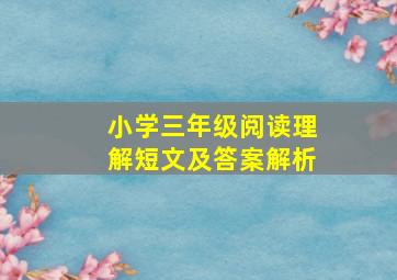 小学三年级阅读理解短文及答案解析