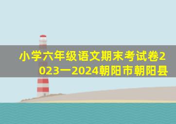 小学六年级语文期末考试卷2023一2024朝阳市朝阳县