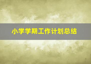 小学学期工作计划总结