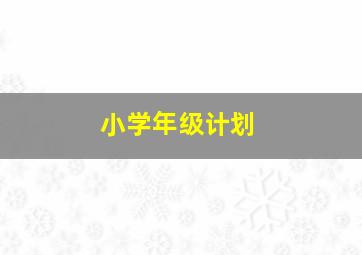 小学年级计划